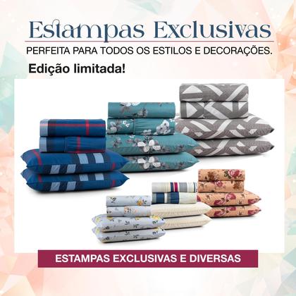 Imagem de Jogo De Cama King Size Estampado 4 Peças Aveludado Elástico