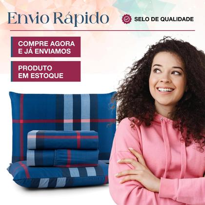 Imagem de Jogo De Cama King Size Estampado 4 Peças Aveludado Elástico