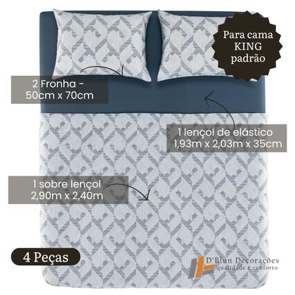 Imagem de Jogo De Cama King Size Lençol 100% Algodão 4 Peças Martin 160 Fios Karsten