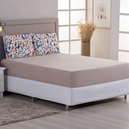 Imagem de Jogo de Cama Lençol 100% Algodão com Elástico Estampado 02 e 03 Pçs Malha Penteada Fio 30/1 Solteiro/Casal/Queen/King