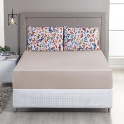 Imagem de Jogo de Cama Lençol 100% Algodão com Elástico Estampado 02 e 03 Pçs Malha Penteada Fio 30/1 Solteiro/Casal/Queen/King