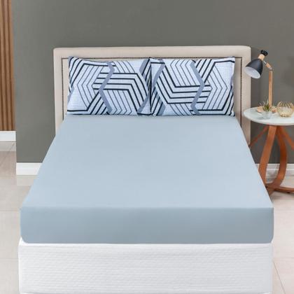 Imagem de Jogo de Cama Lençol 100% Algodão com Elástico Estampado 02 e 03 Pçs Malha Penteada Fio 30/1 Solteiro/Casal/Queen/King