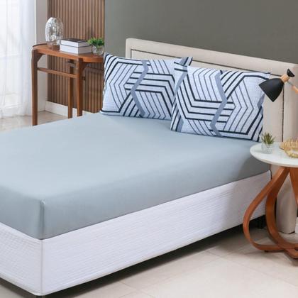 Imagem de Jogo de Cama Lençol 100% Algodão com Elástico Estampado 02 e 03 Pçs Malha Penteada Fio 30/1 Solteiro/Casal/Queen/King