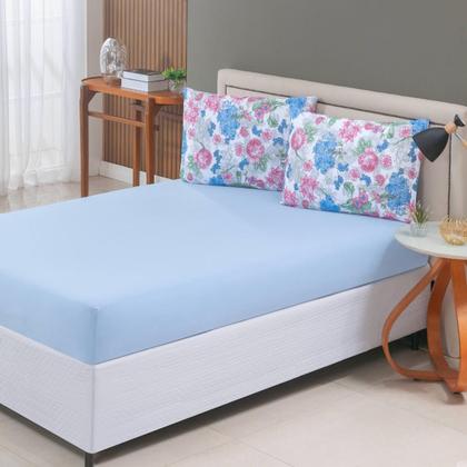 Imagem de Jogo de Cama Lençol 100% Algodão com Elástico Estampado 02 e 03 Pçs Malha Penteada Fio 30/1 Solteiro/Casal/Queen/King