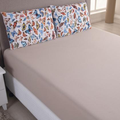 Imagem de Jogo de Cama Lençol 100% Algodão com Elástico Estampado 02 e 03 Pçs Malha Penteada Fio 30/1 Solteiro/Casal/Queen/King