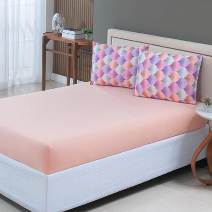 Imagem de Jogo de Cama Lençol 100% Algodão com Elástico Estampado 02 e 03 Pçs Malha Penteada Fio 30/1 Solteiro/Casal/Queen/King