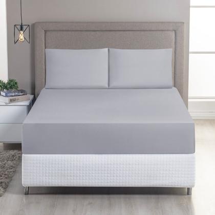 Imagem de Jogo de Cama Lençol 100% Algodão com Elástico Liso 02 e 03 Pçs Malha Penteada 30/1 Solteiro/Casal/Queen/King