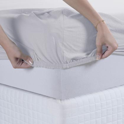 Imagem de Jogo de Cama Lençol 100% Algodão com Elástico Liso 02 e 03 Pçs Malha Penteada 30/1 Solteiro/Casal/Queen/King