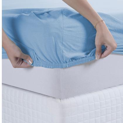 Imagem de Jogo de Cama Lençol 100% Algodão com Elástico Liso 02 e 03 Pçs Malha Penteada 30/1 Solteiro/Casal/Queen/King