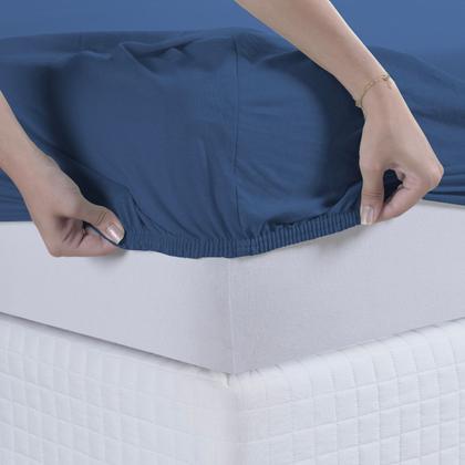 Imagem de Jogo de Cama Lençol 100% Algodão com Elástico Liso 02 e 03 Pçs Malha Penteada 30/1 Solteiro/Casal/Queen/King