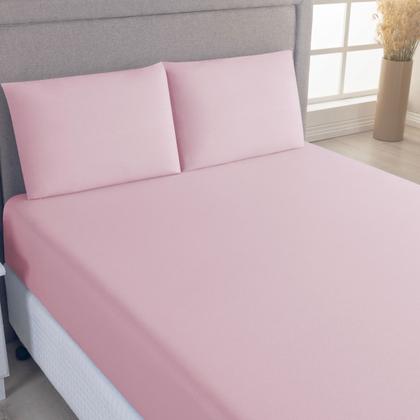 Imagem de Jogo de Cama Lençol 100% Algodão com Elástico Liso 02 e 03 Pçs Malha Penteada 30/1 Solteiro/Casal/Queen/King