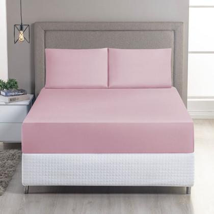 Imagem de Jogo de Cama Lençol 100% Algodão com Elástico Liso 02 e 03 Pçs Malha Penteada 30/1 Solteiro/Casal/Queen/King