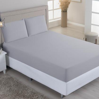 Imagem de Jogo de Cama Lençol 100% Algodão com Elástico Liso 02 e 03 Pçs Malha Penteada 30/1 Solteiro/Casal/Queen/King