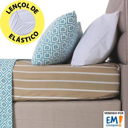 Imagem de Jogo de Cama Lençol 4 Peças Casal Com Elástico Estampado 138x188x30cm - BF Colchões