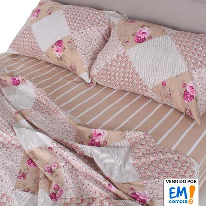 Imagem de Jogo de Cama Lençol 4 Peças Casal Com Elástico Estampado 138x188x30cm - BF Colchões