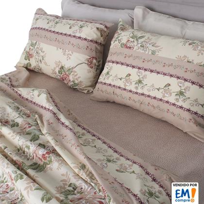 Imagem de Jogo de Cama Lençol 4 Peças Casal Com Elástico Estampado 138x188x30cm - BF Colchões
