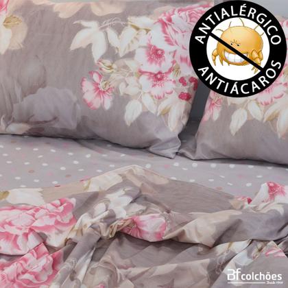 Imagem de Jogo de Cama Lençol 4 Peças Casal Com Elástico Estampado 138x188x30cm - BF Colchões