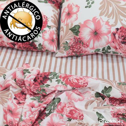 Imagem de Jogo de Cama Lençol 4 Peças Casal Com Elástico Estampado 138x188x30cm - BF Colchões