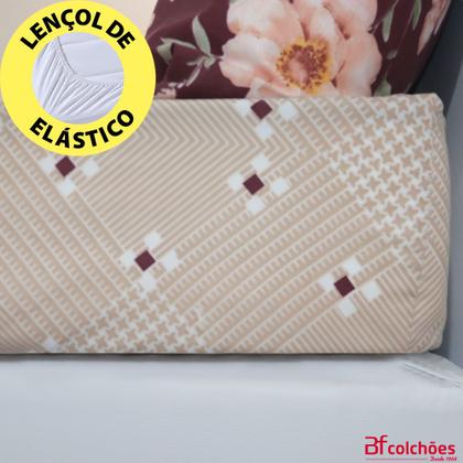 Imagem de Jogo de Cama Lençol 4 Peças Casal Com Elástico Estampado 138x188x30cm - BF Colchões