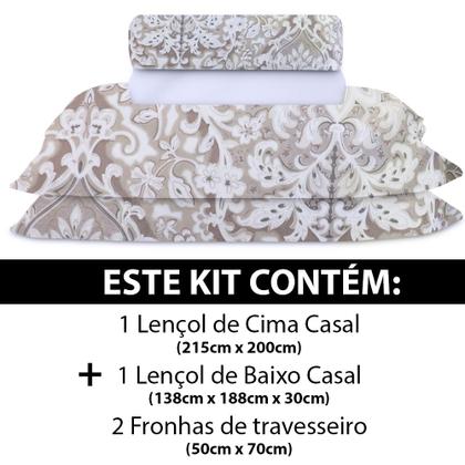 Imagem de Jogo de Cama Lençol 4 Peças Casal Com Elástico Estampado 138x188x30cm - BF Colchões