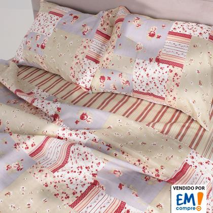 Imagem de Jogo de Cama Lençol 4 Peças Queen Com Elástico Estampado 158x198x30cm  BF Colchões