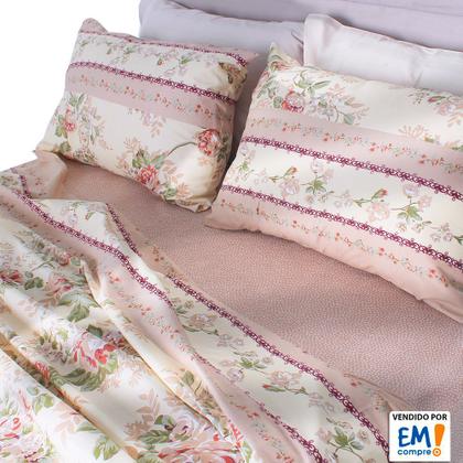 Imagem de Jogo de Cama Lençol 4 Peças Queen Com Elástico Estampado 158x198x30cm  BF Colchões