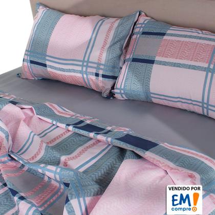 Imagem de Jogo de Cama Lençol 4 Peças Queen Com Elástico Estampado 158x198x30cm  BF Colchões