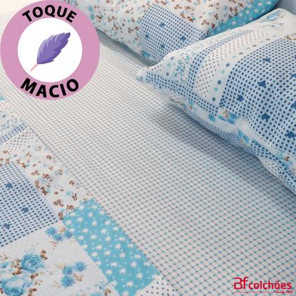 Imagem de Jogo de Cama Lençol 4 Peças Queen Com Elástico Estampado 158x198x30cm  BF Colchões