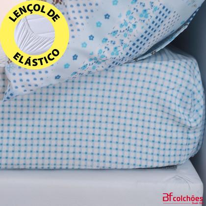Imagem de Jogo de Cama Lençol 4 Peças Queen Com Elástico Estampado 158x198x30cm  BF Colchões