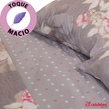 Imagem de Jogo de Cama Lençol 4 Peças Queen Com Elástico Estampado 158x198x30cm  BF Colchões