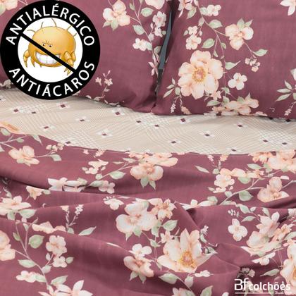 Imagem de Jogo de Cama Lençol 4 Peças Queen Com Elástico Estampado 158x198x30cm  BF Colchões