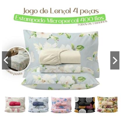 Imagem de Jogo de cama LENÇOL 400 FIOS CASAL QUEEN ESTAMPADO 4 PEÇAS - ESTAMPAS SORTIDAS