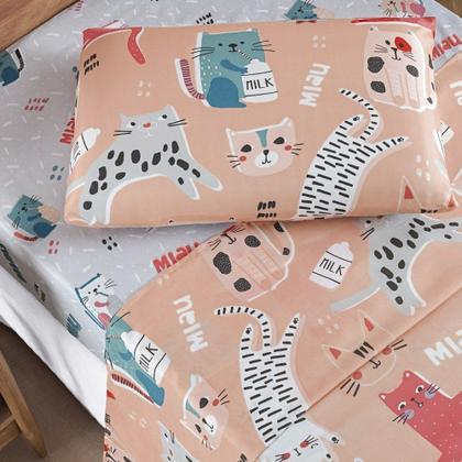 Imagem de Jogo de Cama Lençol Bouti Infantil Kids Solteiro 03 Peças 100% Poliéster - Gatinha