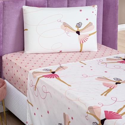 Imagem de Jogo De Cama Lençol Bouti Infantil Kids Solteiro 03 Peças - Bailarina