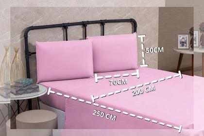 Imagem de Jogo de Cama Lençol Casal 200 Fios Algodão 4 peças Conjunto com Elástico e Fronhas