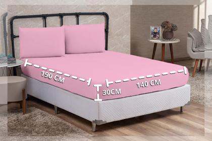 Imagem de Jogo de Cama Lençol Casal 200 Fios Algodão 4 peças Conjunto com Elástico e Fronhas