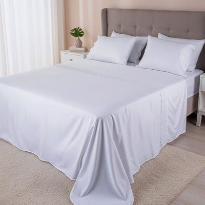 Imagem de Jogo de Cama Lençol Casal Micro Percal 300 fios com 4 Peças Premium - BF Colchões