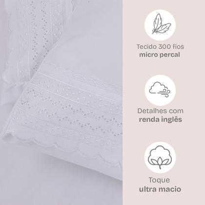 Imagem de Jogo de Cama Lençol Casal Micro Percal 300 fios com 4 Peças Premium - BF Colchões