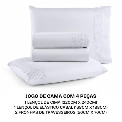 Imagem de Jogo de Cama Lençol Casal Micro Percal 300 fios com 4 Peças Premium - BF Colchões