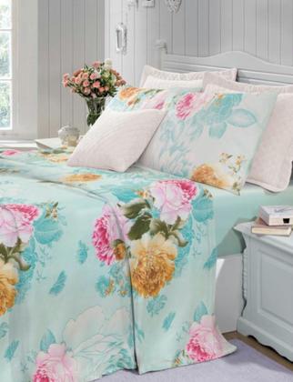 Imagem de Jogo de Cama Lençol Casal Queen 400 Fios Estampado 4 Peças Cores Sortidas