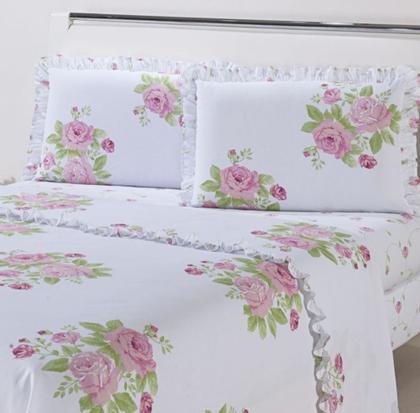 Imagem de Jogo de Cama Lençol Casal Queen 400 Fios Estampado 4 Peças Cores Sortidas