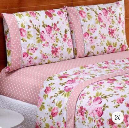 Imagem de Jogo de Cama Lençol Casal Queen 400 Fios Estampado 4 Peças Cores Sortidas