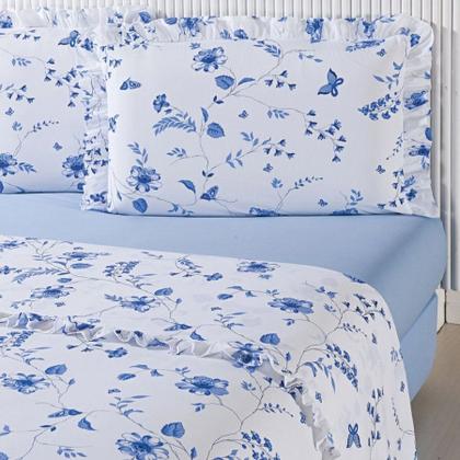 Imagem de Jogo De Cama Lençol King Box 400 Fios 3 Pecas Estampado