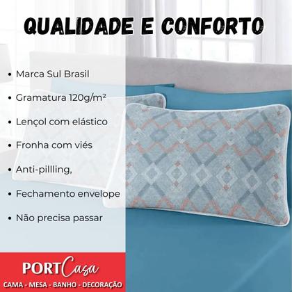 Imagem de Jogo De Cama Lençol King Vivaldi Fio Penteado 100 Algodão 3Pçs 200x190x35cm