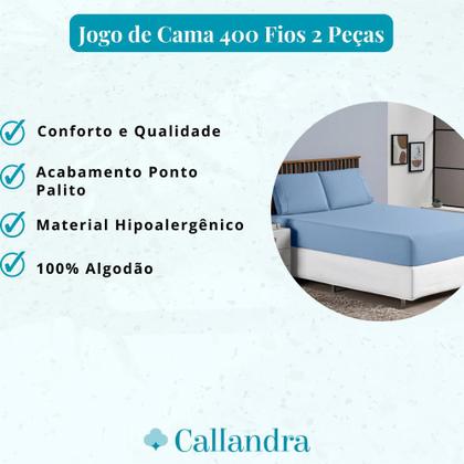 Imagem de Jogo de Cama Lençol Solteiro 2 Pçs 100% Algodão 400 Fios Ponto Palito