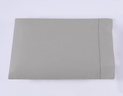 Imagem de Jogo de cama lençol solteiro 2 peças algodão percal 180 fios acabamento ponto palito - cinza