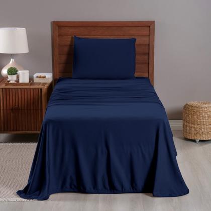 Imagem de Jogo de Cama Liso Lençol 03 e 04 Pçs Malha 100% Algodão Fio Penteado 30/1