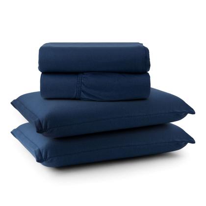 Imagem de Jogo de Cama Liso Lençol 03 e 04 Pçs Malha 100% Algodão Fio Penteado 30/1