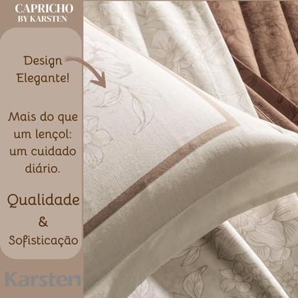 Imagem de Jogo de cama Queen 100% algodão Percal 200 Fios Karsten 4Pçs
