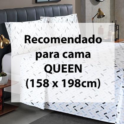 Imagem de Jogo de Cama Queen 4 peças Lençol com Elástico 100% Algodão Percal 130 Fios 158x198x35cm Dohler